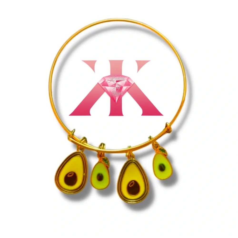 Custom "Avocado" Charm Bangle Bracelet - Picture 1 of 2